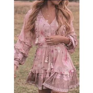 Tiered Pink Ruffle Floral Dress
